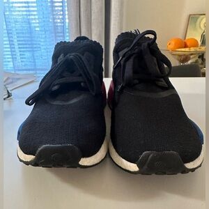 Adidas NMD R1 Primeknit OG "Black/Red/Blue" sneakers, Size US10